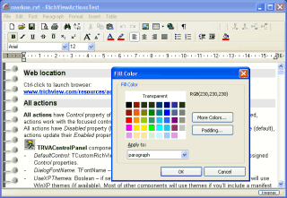 Ventana principal del demo ActionTest