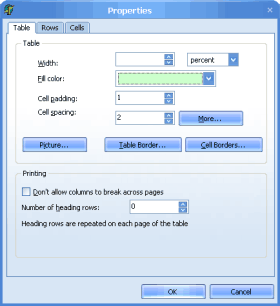 Di�logo de propiedades de tabla con ThemeEngine