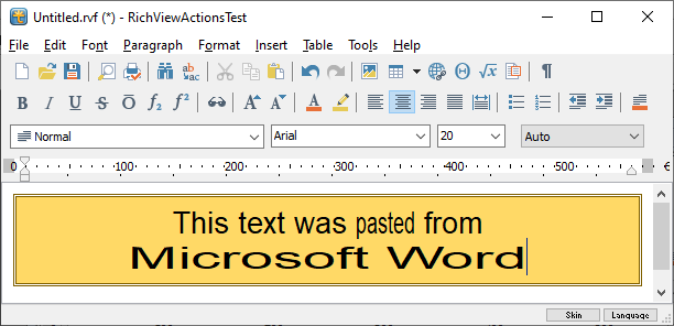 Pegado desde Microsoft Word Pegado desde Microsoft Word