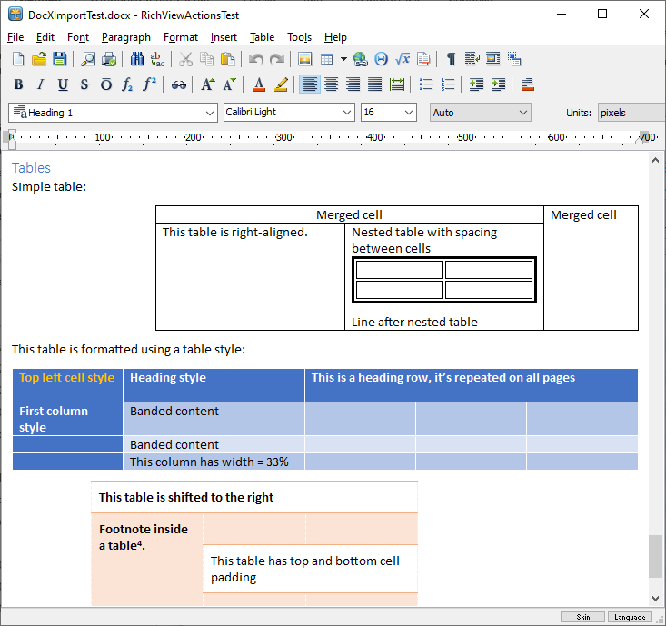 Documento de Microsoft Word abierto en el editor TRichView Documento de Microsoft Word abierto en el editor TRichView