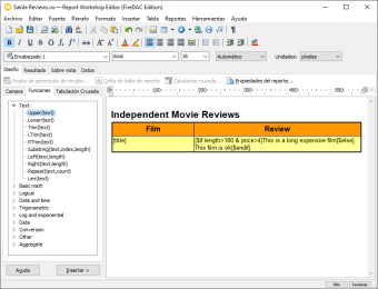 Expresiones y funciones en Report Workshop