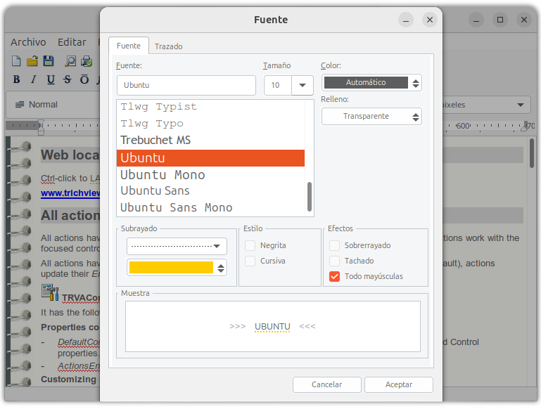 Diálogo de fuentes (Lazarus para Linux) Diálogo de fuentes (Lazarus para Linux)