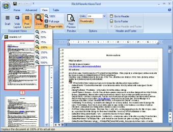 Demostración ActionTest con ScaleRichView, TRibbon e interfaz de múltiples documentos con fichas